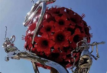 牡丹花雕塑供需，彩鋼制作，大型牡丹花花朵雕塑公司