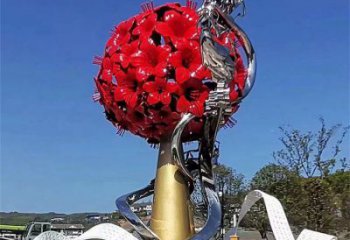 牡丹花雕塑選用，小區(qū)擺件，大型牡丹花花朵雕塑公司