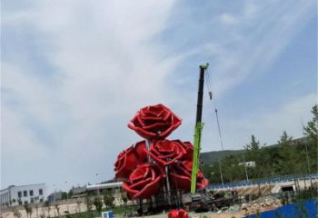 牡丹花雕塑制造，白鋼構(gòu)件，牡丹花花朵雕塑廠家提供