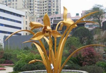 蘭花雕塑定價(jià)，村標(biāo)概念，不銹鋼蘭花雕塑廠家選用