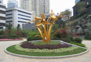 蘭花雕塑精選，露天雕塑，不銹鋼蘭花雕塑制作廠家