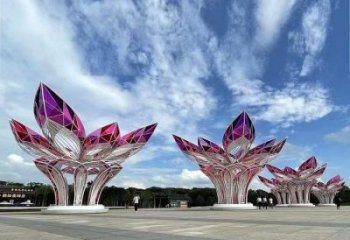 茉莉花雕塑制作，陸地?cái)[件，不銹鋼茉莉花雕塑制造商