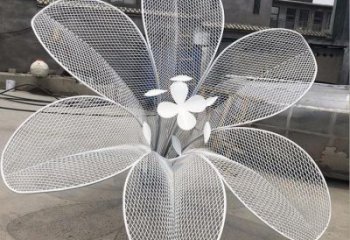 山茶花雕塑展品，室外軟裝，展示鏤空山茶花雕塑訂做