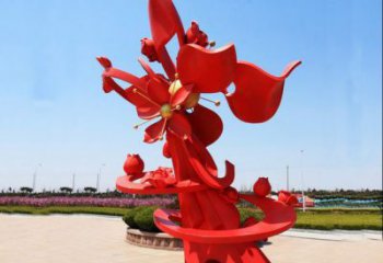 石榴花雕塑觀賞型，公園小品，不銹鋼石榴花雕塑生產(chǎn)商