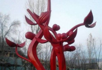 石榴花雕塑精品，景觀雕塑，不銹鋼石榴花雕塑生產(chǎn)商