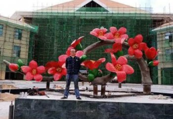 桃花雕塑供需，美陳雕塑，仿真桃花雕塑廠家承接