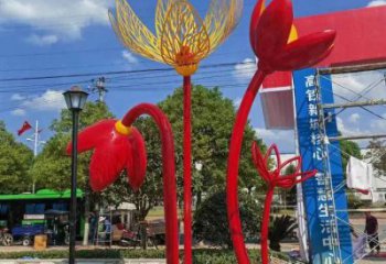 郁金香雕塑訂做，室外軟裝，不銹鋼郁金香雕塑廠