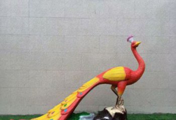 門口彩繪孔雀雕塑點擊，地標(biāo)擺件，仿真孔雀雕塑廠家