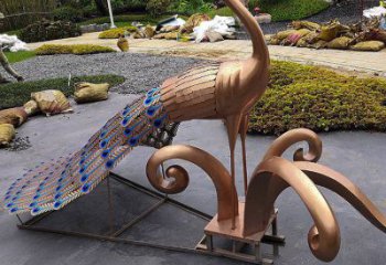 抽象孔雀雕塑預(yù)定，公園雕塑，不銹鋼孔雀雕塑承接