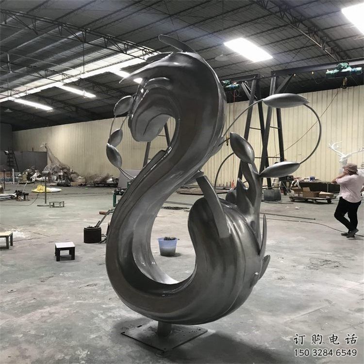城市海浪雕塑，網(wǎng)格體育雕塑，古銅效果