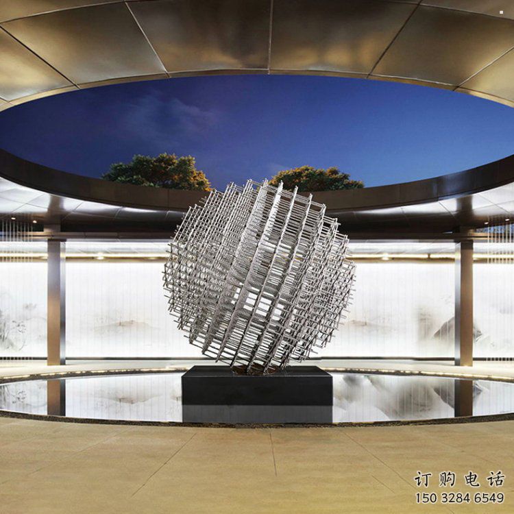 鏤空球雕塑擺件，室外軟裝，異形鏤空球雕塑定制