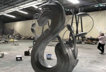 城市海浪雕塑，網(wǎng)格體育雕塑，古銅效果