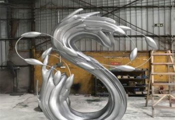 公園海浪雕塑，噴砂發(fā)光雕塑，鍛造工藝