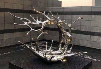 庭院海浪雕塑，鍍金歐式雕塑，鏡面形式