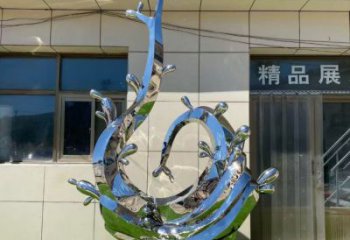 藝術(shù)景觀美陳雕塑，不銹鋼海浪雕塑廠家，拋光工藝