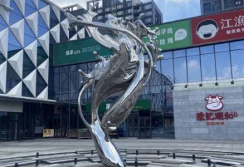 校園海浪雕塑，拉絲景觀雕塑，抽象主題