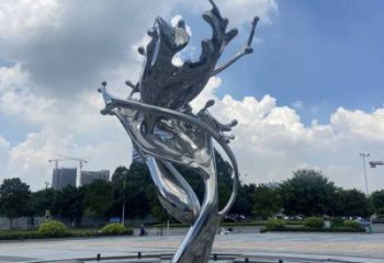 園林海浪雕塑，噴漆景觀雕塑，鏡面形式