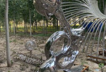 浪花雕塑制造，美陳雕塑，鏡面浪花天壺雕塑展品
