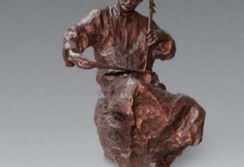 拉二胡雕塑點(diǎn)擊，地標(biāo)擺件，民俗民俗人物雕塑承接