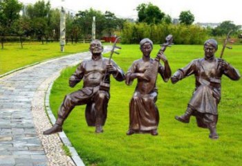 拉二胡雕塑點(diǎn)擊，景觀雕塑，別墅民俗人物雕塑供求