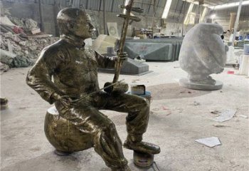 拉二胡雕塑預(yù)定，小區(qū)擺件，民俗人物雕塑主題精品
