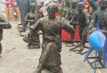 彈古箏雕塑供求，露天雕塑，民俗人物雕塑制作