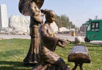 彈古箏雕塑供需，美陳雕塑，景觀民俗人物雕塑承接