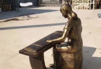彈古箏雕塑精選，街道標(biāo)識(shí)，民俗人物雕塑工程指用