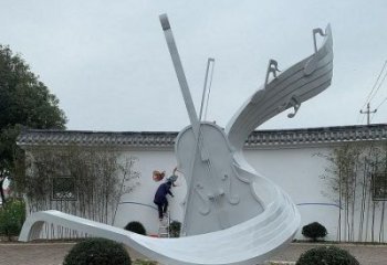 小提琴雕塑訂做，室外軟裝，不銹鋼小提琴雕塑供應(yīng)