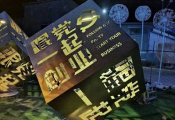 魔方雕塑選定，校園雕塑，戶外不銹鋼魔方雕塑定做