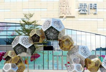 棱面球雕塑承接，鍛造工藝，鏤空棱面球雕塑制造廠家