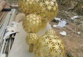 燈光球雕塑訂做，景區(qū)案例，不銹鋼燈光球雕塑定制