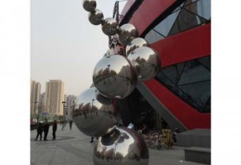 分子球雕塑訂做，景觀雕塑，不銹鋼分子球雕塑提供