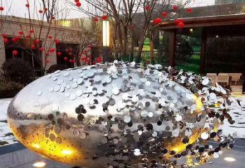 花紋球雕塑精選，陸地擺件，不銹鋼花紋球雕塑展品