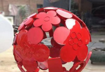 花紋球雕塑制作，景觀雕塑，不銹鋼花紋球雕塑常用