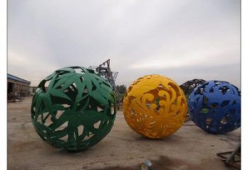 鏤空花紋球雕塑定做，廣場雕塑，不銹鋼花紋球雕塑優(yōu)選