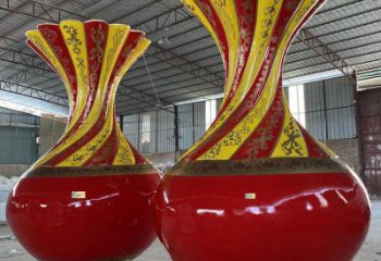 花瓶雕塑觀賞型，公園小品，景觀玻璃鋼花瓶雕塑常用