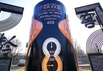 小區(qū)酒瓶雕塑，拉絲景觀雕塑，抽象效果