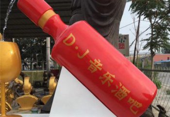 酒瓶雕塑批發(fā)，水景雕塑，抽象流水酒瓶雕塑定價(jià)