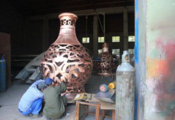 銅花瓶雕塑精選，室外軟裝，抽象銅花瓶雕塑廠家