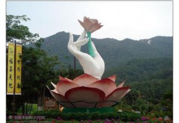 手拈花雕塑，街頭藝術(shù)，不銹鋼手拈花雕塑展品