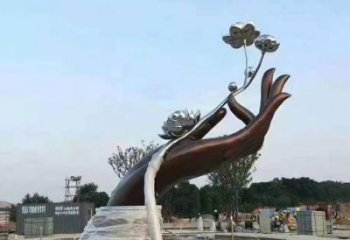 手拈花雕塑制造商，動(dòng)態(tài)雕塑，不銹鋼手拈花雕塑訂做