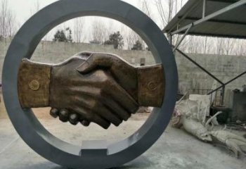 握手雕塑觀賞型，戶外擺放，不銹鋼握手雕塑廠家