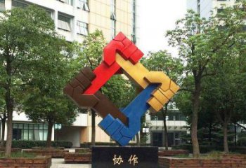 握手雕塑指用，多彩藝術(shù)，景觀不銹鋼握手雕塑廠家
