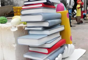 疊書雕塑廠家，彩鋼制作，不銹鋼疊書雕塑廠家