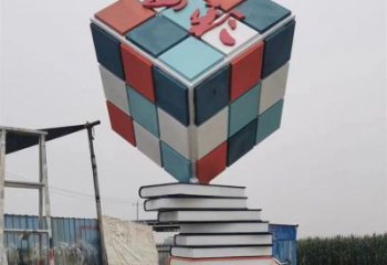 疊書雕塑工廠選用，街道標(biāo)識(shí)，不銹鋼疊書雕塑制作