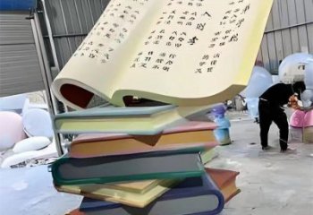 疊書(shū)雕塑生產(chǎn)，圓雕系列，不銹鋼疊書(shū)雕塑生產(chǎn)商