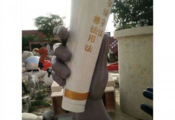 手卷雕塑異型廠家，城市裝飾，玻璃鋼手卷雕塑定做