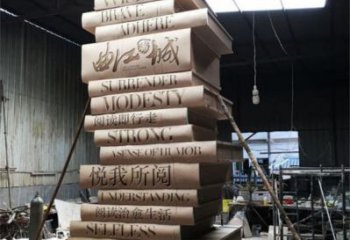 景區(qū)書籍雕塑，鍍金歐式雕塑，鐵藝材質(zhì)
