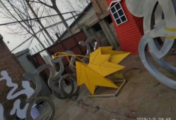 楓葉雕塑制作，園林裝飾，建筑烤漆楓葉雕塑廠家
